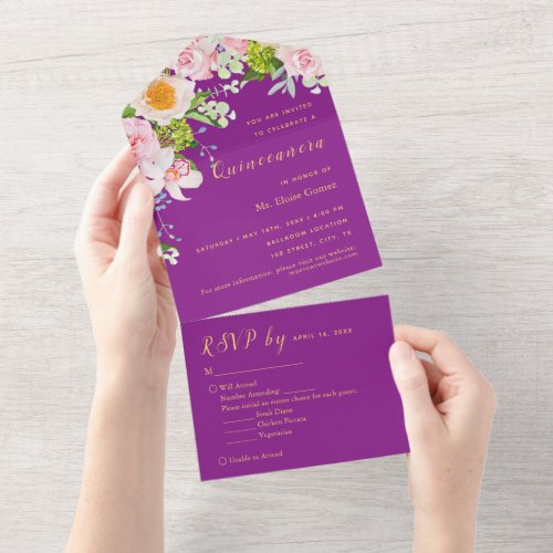 Royal Purple RSVP All in one trifold Invitation