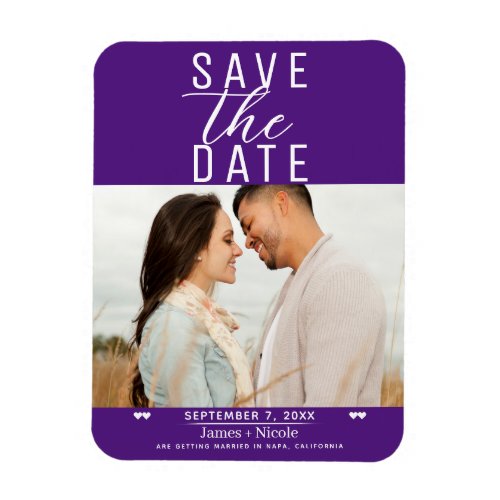 Royal Purple Save the Date Wedding Photo Magnet