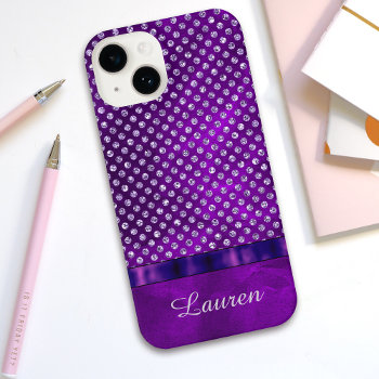 Royal Purple Silver Gem Pattern Iphone 14 Case by AvenueCentral at Zazzle