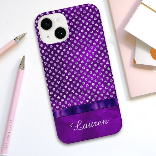 Royal Purple Silver Gem Pattern iPhone 14 Case