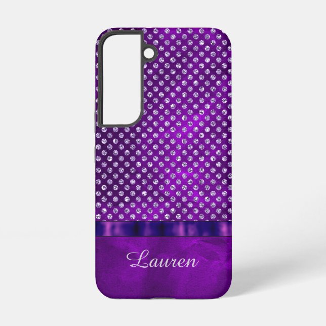 Royal Purple Silver Gem Pattern Samsung Galaxy Case (Back)