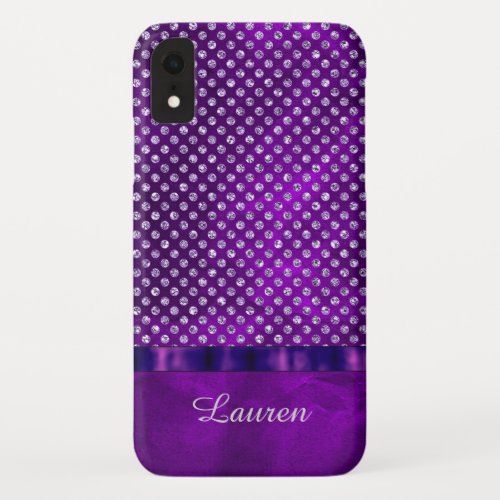 Royal Purple Silver Gem Personalized iPhone XR Case