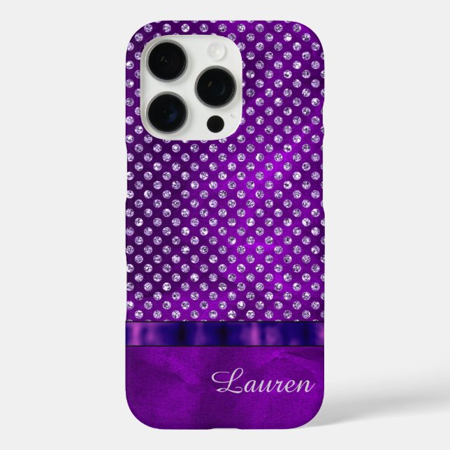 Royal Purple Silver Gem Personalized Case-Mate iPhone Case (Back)