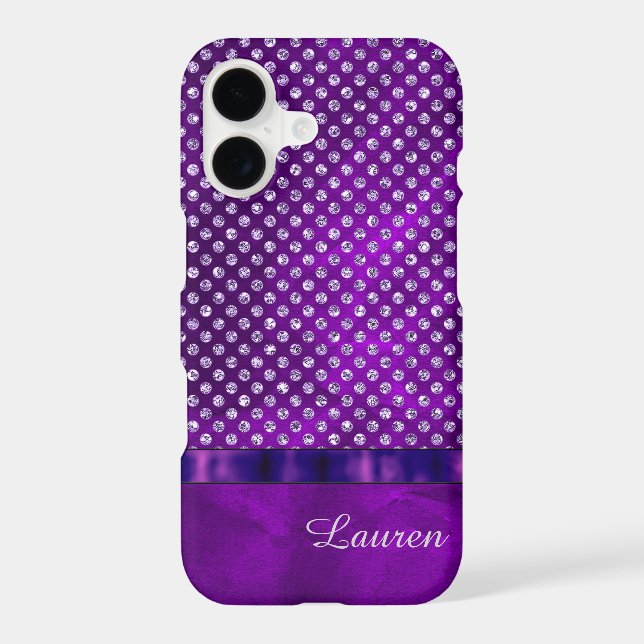 Royal Purple Silver Gem Personalized Case-Mate iPhone Case (Back)