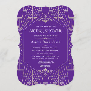 Royal Purple Silver Great Gatsby Bridal Shower Invitation