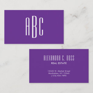 Royal Purple Simple Three Letter Monogram Business Card
