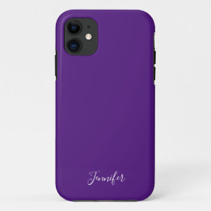 Royal Purple Solid Color Custom Monogram iPhone 11 Case