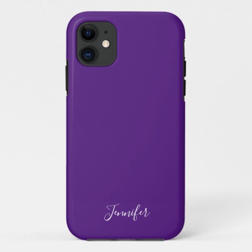 Royal Purple Solid Color Custom Monogram iPhone 11 Case