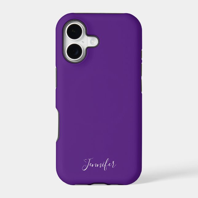 Royal Purple Solid Color Custom Monogram Iphone Case (Back)