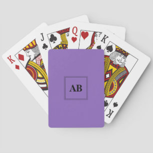 Royal purple solid color with monogram poker cards