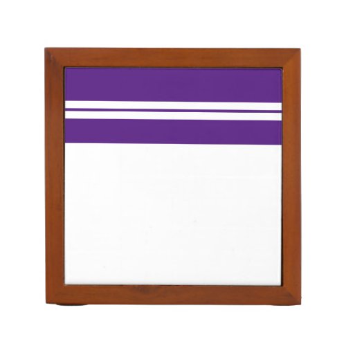 Royal Purple Top Cap Stripes White Background Desk Organizer