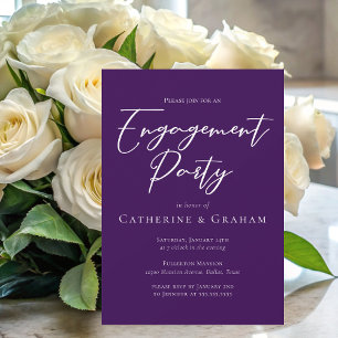 Royal Purple Typography Engagement Party Invitation