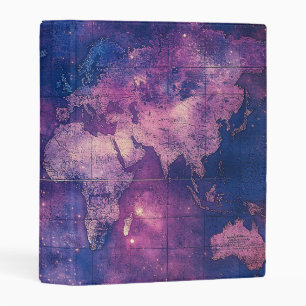 Royal Purple Vintage Celestial World Map Mini Binder