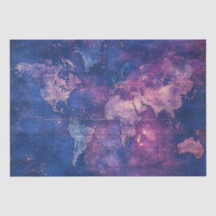 Royal Purple Vintage Celestial World Map Tissue Paper
