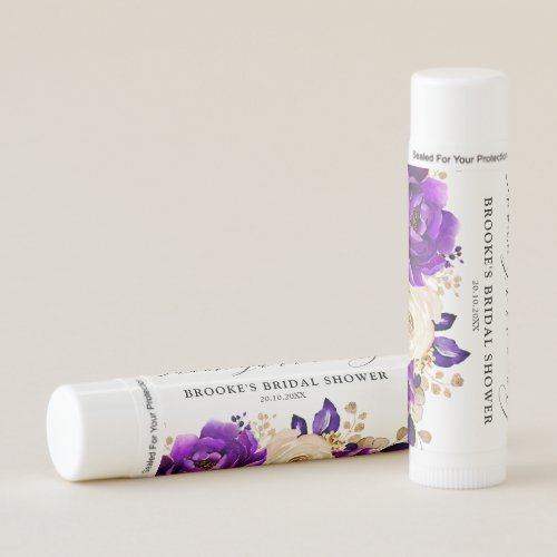 Royal Purple Violet Gold  Botanical Bridal Shower Lip Balm