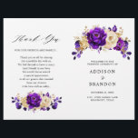 Royal Purple Violet Gold Botanical Wedding Program<br><div class="desc">Elegant royal purple gold theme wedding program featuring elegant bouquet of royal purple,  Indigo,  gold,  yellow  color rose flowers buds and eucalyptus leaves. Please contact me for any help in customization or if you need any other product with this design.</div>