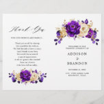 Royal Purple Violet Gold Botanical Wedding Program<br><div class="desc">Elegant royal purple gold theme wedding program featuring elegant bouquet of royal purple,  Indigo,  gold,  yellow  color rose flowers buds and eucalyptus leaves. Please contact me for any help in customization or if you need any other product with this design.</div>