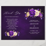 Royal Purple Violet Gold Botanical Wedding Program<br><div class="desc">Elegant royal purple gold theme wedding program featuring elegant bouquet of royal purple,  Indigo,  gold,  yellow  color rose flowers buds and eucalyptus leaves. Please contact me for any help in customization or if you need any other product with this design.</div>