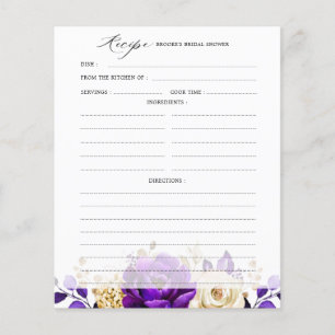 Royal Purple Violet Gold Bridal Shower Recipe