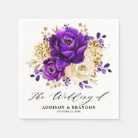 Royal Purple Violet Gold Floral Botanical Wedding