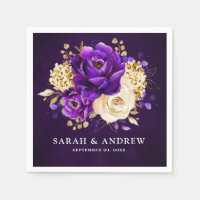 Royal Purple Violet Gold Floral Botanical Wedding 
