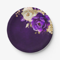 Royal Purple Violet Gold Floral Botanical Wedding
