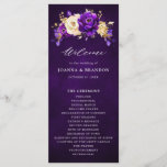 Royal Purple Violet Gold Floral Botanical Wedding  Program<br><div class="desc">Elegant royal purple gold theme wedding program featuring elegant bouquet of royal purple,  Indigo,  gold,  yellow  color rose flowers buds and eucalyptus leaves. Please contact me for any help in customization or if you need any other product with this design.</div>