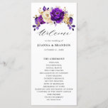Royal Purple Violet Gold Floral Botanical Wedding Program<br><div class="desc">Elegant royal purple gold theme wedding program featuring elegant bouquet of royal purple,  Indigo,  gold,  yellow  color rose flowers buds and eucalyptus leaves. Please contact me for any help in customization or if you need any other product with this design.</div>