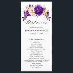 Royal Purple Violet Gold Floral Botanical Wedding Program<br><div class="desc">Elegant royal purple gold theme wedding program featuring elegant bouquet of royal purple,  Indigo,  gold,  yellow  color rose flowers buds and eucalyptus leaves. Please contact me for any help in customization or if you need any other product with this design.</div>