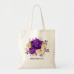 Royal Purple Violet Gold Floral Bridesmaid gift  Tote Bag<br><div class="desc">Elegant royal purple gold theme bridesmaid gift tote bag featuring elegant bouquet of royal purple,  Indigo,  gold,  yellow  color rose flowers buds and eucalyptus leaves. Please contact me for any help in customization or if you need any other product with this design.</div>