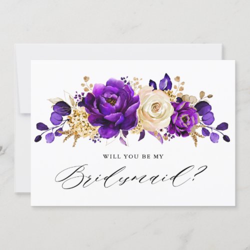 Royal Purple Violet Gold Will you be my Bridesmaid Invitation