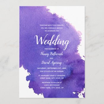 Royal Purple Watercolor Wedding Invitation by theMRSingLink at Zazzle