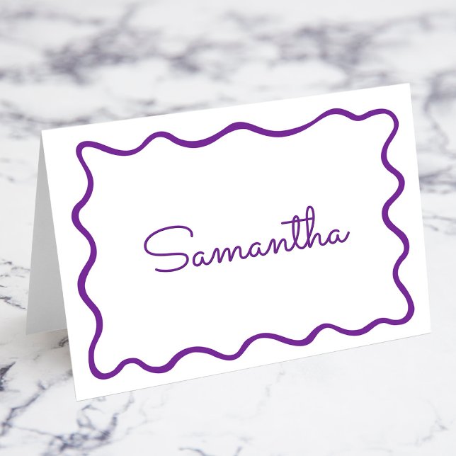 Royal Purple Wavy Border Name Place Cards (Royal Purple Wavy Border Name Place Cards)