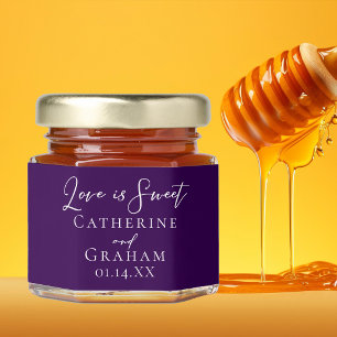 Royal Purple Wedding Love is Sweet Custom Honey Jar Favors