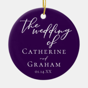 Royal Purple Wedding Personalized Photo Christmas Ceramic Ornament