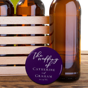 Royal Purple White Custom Evening Wedding Bottle Opener