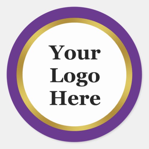 Royal Purple White Gold Your Logo Here Template Classic Round Sticker