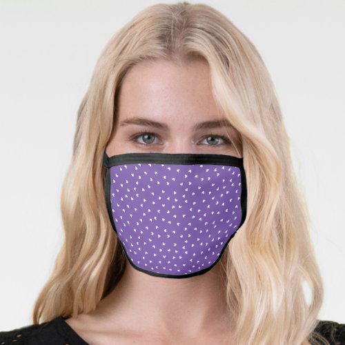 Royal Purple White Heart Reusable Washable Cloth Face Mask