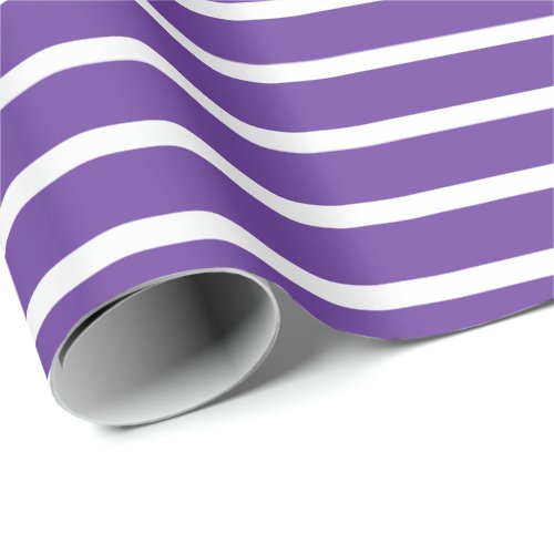 Royal Purple White Horizontal Striped Wrapping Paper