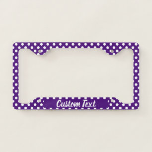 Royal Purple White Polka Dot Create Your Own Text License Plate Frame