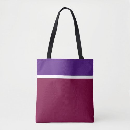 Royal Purple White Top Stripes On Raspberry Red Tote Bag