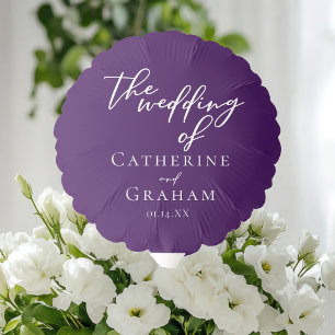 Royal Purple White Typography Personalized Wedding Balloon