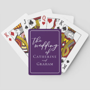 Royal Purple White Typography Personalized Wedding Poker Cards