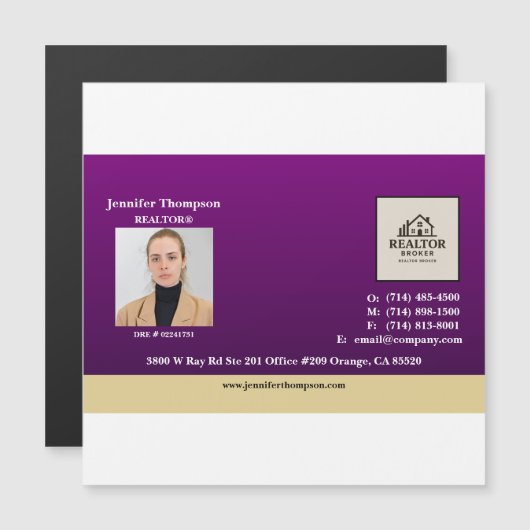 Royal Purple with Gold Accent Magnet (Front/Back)