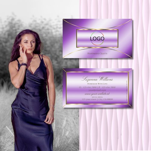 Royal Purple with Gold Decor and Logo Professional Business Card