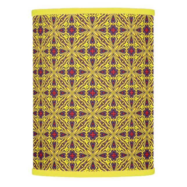 Royal Purple Yellow Vintage Kaleidoscope Lamp Shade (Front)