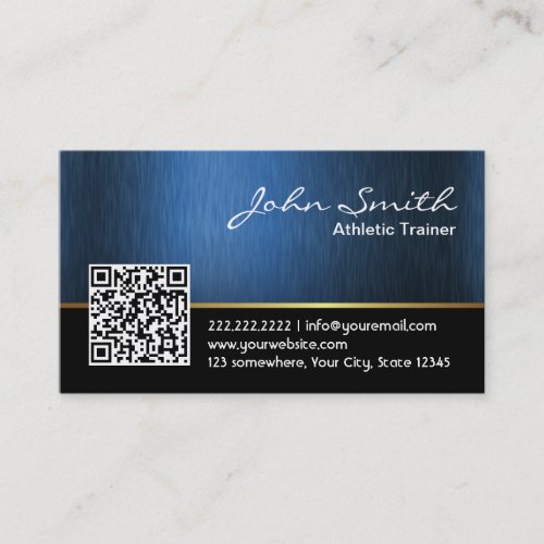 Royal QR code Athletic Trainer Business Card