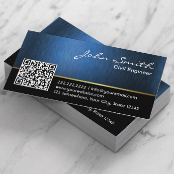 Royal Qr Code Civil Engineer Business Card by cardfactory at Zazzle