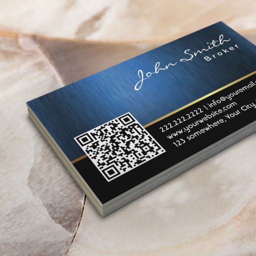 Customizable Royal QR code Real Estate Broker Business Card
