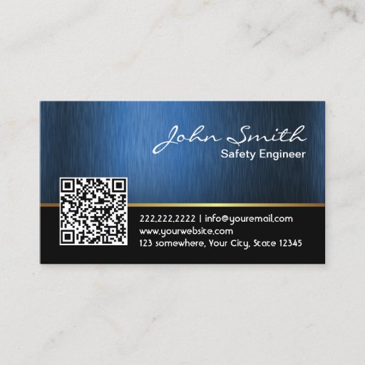 Customizable Royal QR code Safety Engineer Business Card